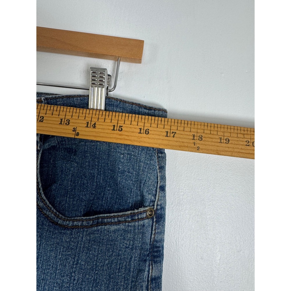 Vintage Western QQMY Women 34 Denim Maxi Skirt Blue Embroidered Flared Hem Godet - Picture 4 of 7